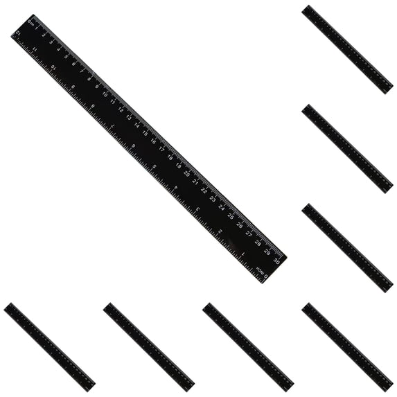 Centimeter Scale Ruler, 10 PCS Plastic Ruler Small Ruler, 30cm Black Straight Ruler, Lightweight Portable Design, for Student Class Learning, Office Drafting, Art Drawing and Daily Measuring Tasks
