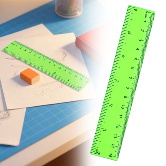 Centimeter Scale Ruler, 15cm Plastic Ruler Small Clear Straight Ruler Measuring Tool for Home, office, Classrooms and Drafting, Green (1 PC)