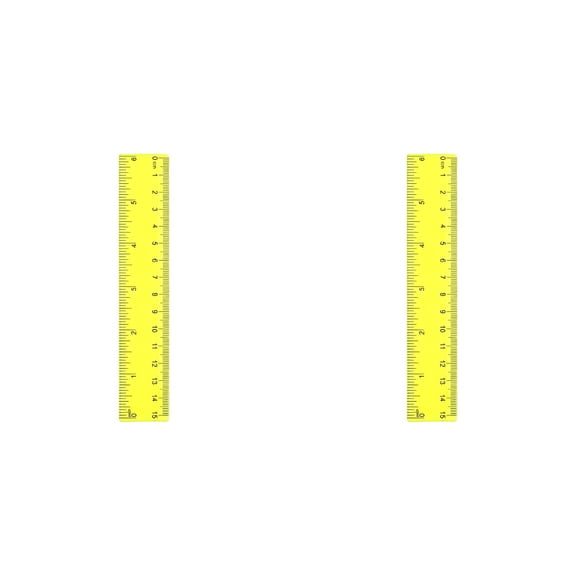 Centimeter Scale Ruler, 15cm Plastic Ruler Small Clear Straight Ruler Measuring Tool for Home, office, Classrooms and Drafting, Yellow (2 PCS)