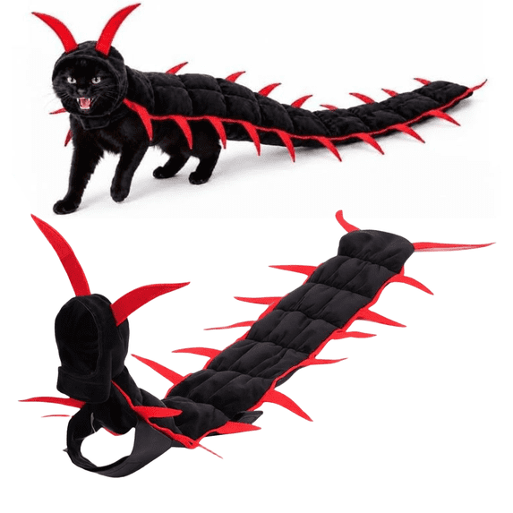 Centipede Cat Costume,3D Halloween Pet Cosplay Outfit for Cats Multi-Leg Character with Filled Body, Hook-and-Loop Fit for Parties, Photos, Dress-Up, Pet Events, and Gifts,Red