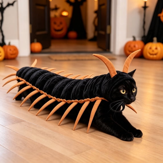 Centipede Cat Costume for Halloween Funny Pet Outfit Adjustable Dress-Up Cloak with 3D Legs for Party Photo Shoot and Holiday Events