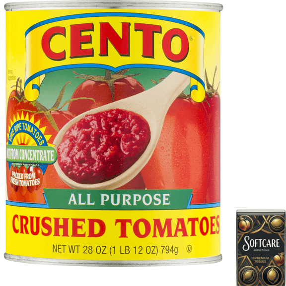 Cento All Purpose Crushed Tomatoes, 28 Oz ( Includes One Tissue Pack )