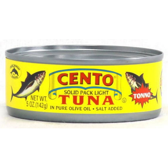 Cento Canned Solid Pack Light Tuna, in Pure Olive Oil, 5 Oz