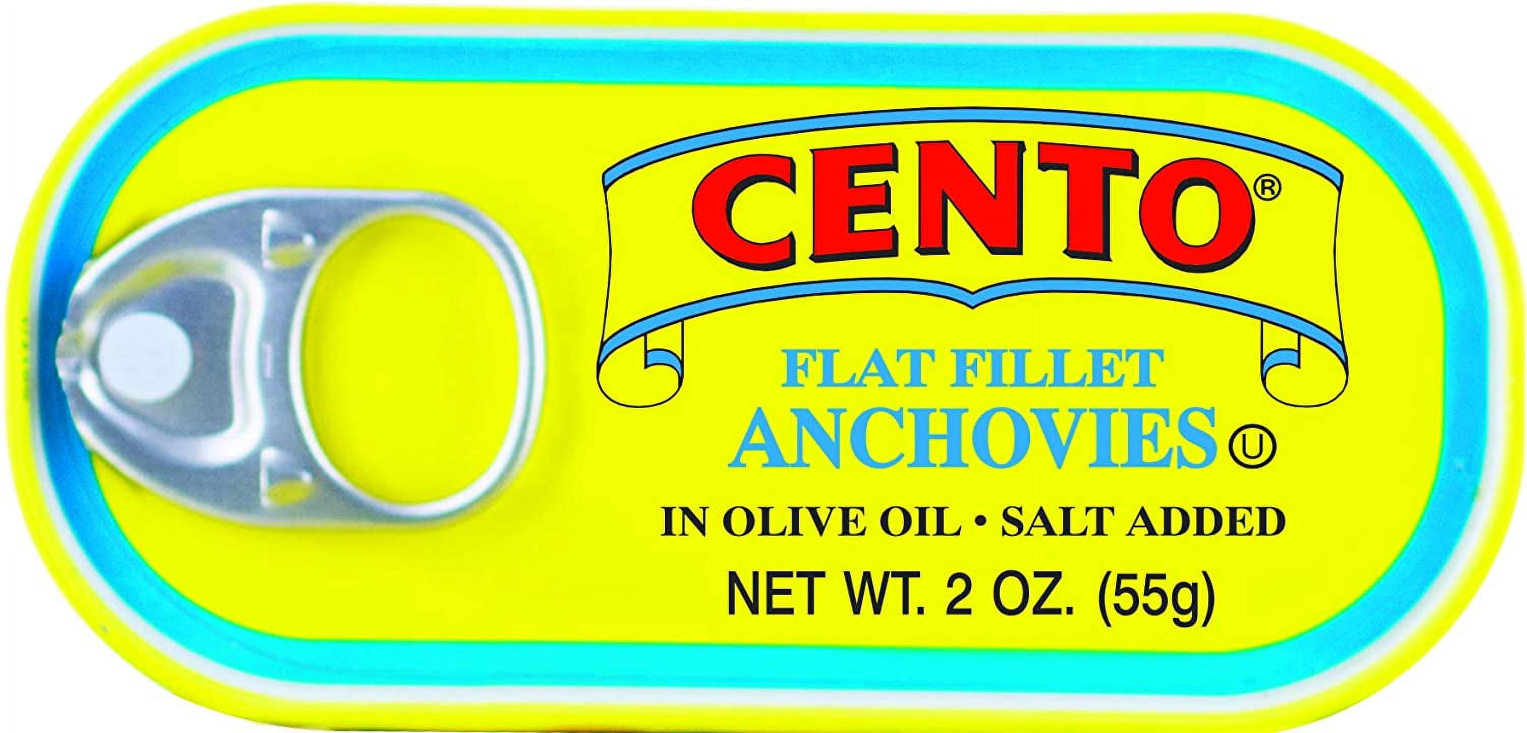 Cento Flat Anchovies in Olive Oil, 2 oz Tins (Pack of 25)