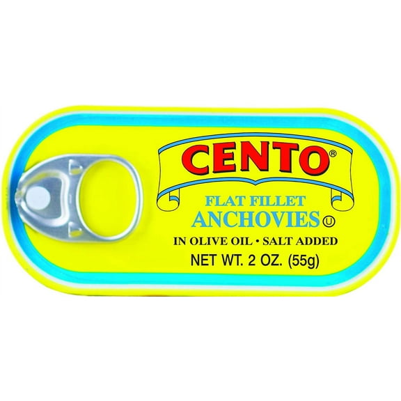 Cento Flat Anchovies in Olive Oil, 2 oz Tins (Pack of 25)