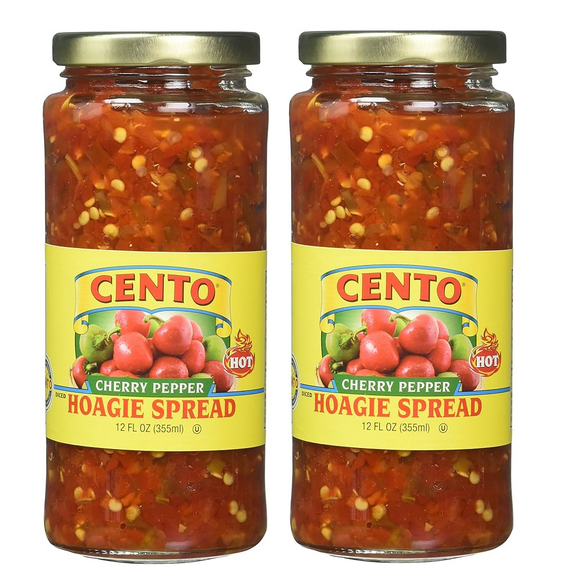 Cento Hot Cherry Peppers Hoagie Spread, Two Glass Jars, 12 Fl Oz, Gluten-Free, Vegetarian