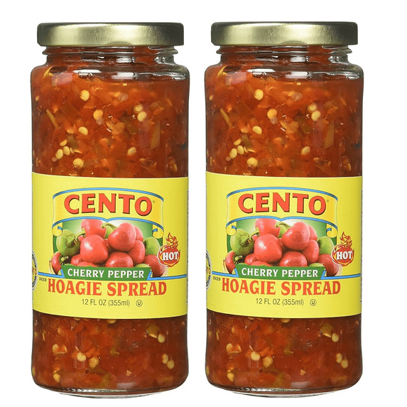 Cento Hot Cherry Peppers Hoagie Spread, Two Glass Jars, 12 Fl Oz, Gluten-Free, Vegetarian
