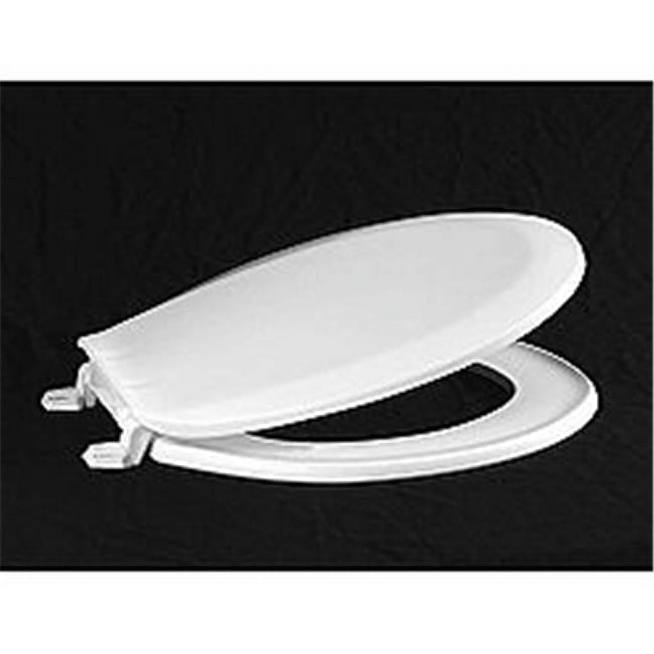 White Round Plastic Toilet Seat with Color-Matched Hinges