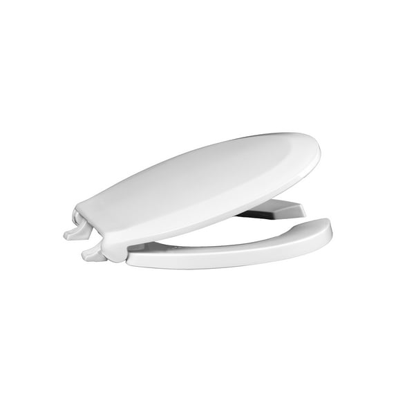 Centoco 460STSFE-001 Round Plastic Toilet Seat, Open Front With Cover Featuring Fast-N-Lock Mounting System, Heavy Duty Commercial Use, White