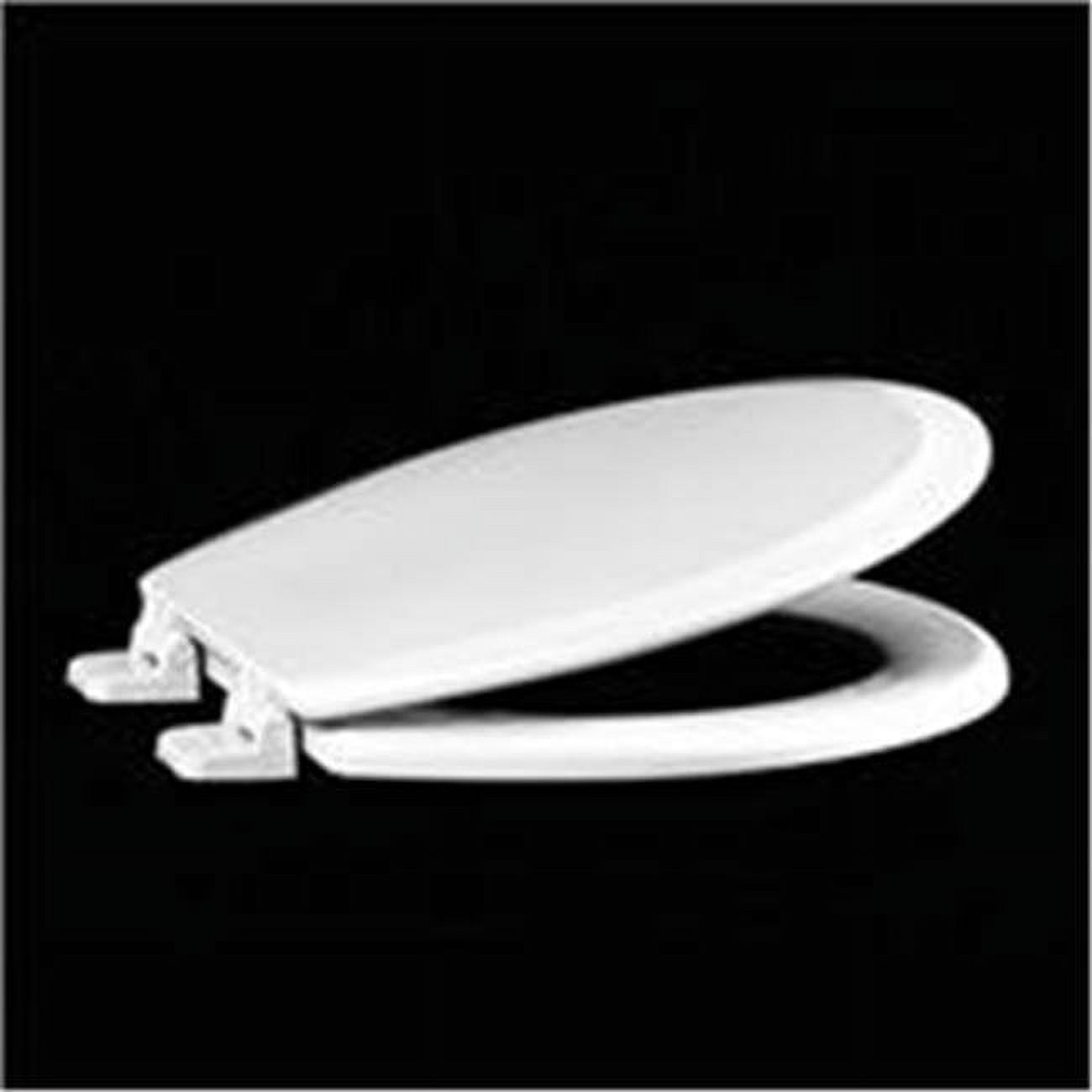 Crane White Elongated Molded Wood Toilet Seat with Plastic Hinges