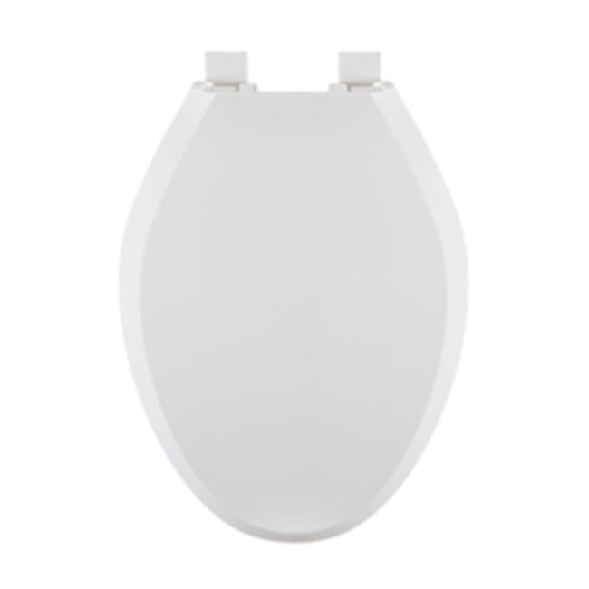 Elongated Closed Front White Polypropylene Toilet Seat with Slow Close