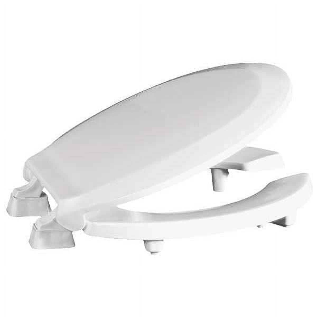 White Plastic 2-Inch Raised Round Toilet Seat with Metal Hinges