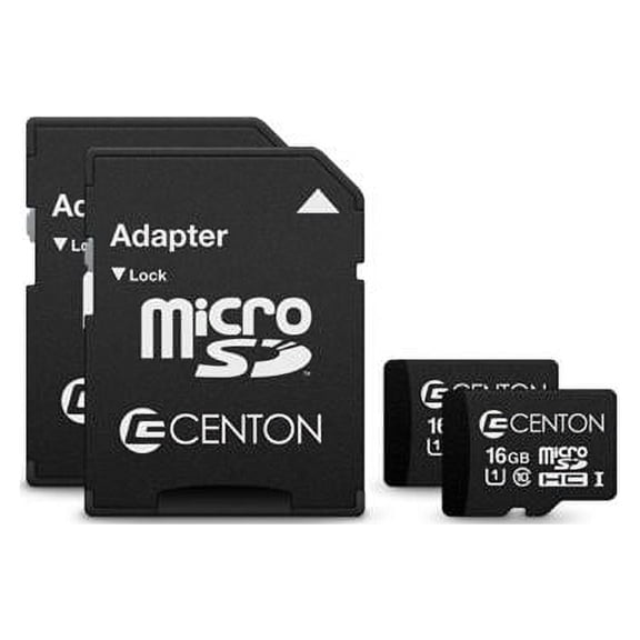 Centon microSD Memory Cards, 16GB, Pack Of 2 Memory Cards, S1-MSDHU1-16G-2