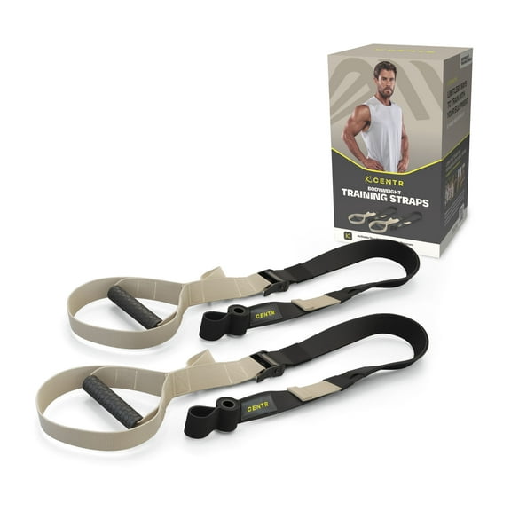 Centr By Chris Hemsworth Bodyweight Training Straps with Door Anchors, Sand Brown, 2-Pack + 3-Month Centr Membership