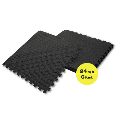 Centr - Gym Flooring Exercise Mats - 24 Sq Ft - Black