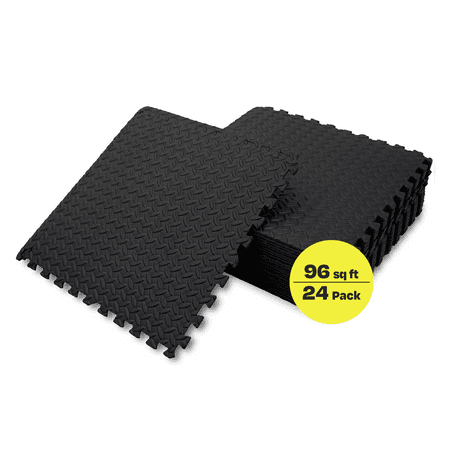Centr - Gym Flooring Exercise Mats - 96 Sq Ft - Black