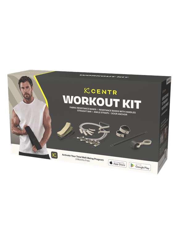 Centr By Chris Hemsworth Home Workout Kit, Resistance Bands and Attachments, 14 Piece Set + 3-Month Centr Membership