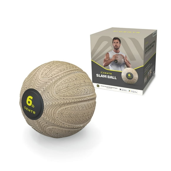 Centr By Chris Hemsworth Slam Ball, Weighted Exercise Ball, 6 lb, Sand Brown + 3-Month Membership