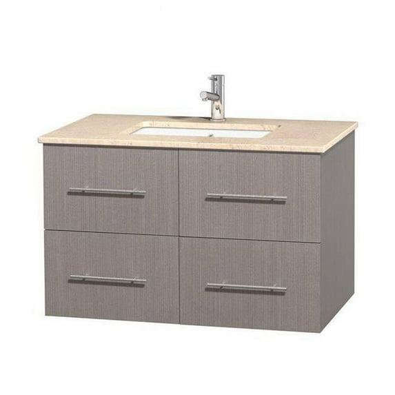 Centra 36 in. Vanity In Gray Oak With Marble Vanity Top In Ivory And Undermount Sink