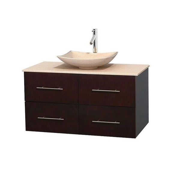 Centra 42 in. Vanity In Espresso With Marble Vanity Top In Ivory And Sink
