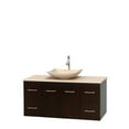 thumbnail image 1 of Centra 48 inch Single Bathroom Vanity in Espresso, White Carrera Marble Countertop, Pyra Bone Porcelain Sink, and No Mirror, 1 of 7