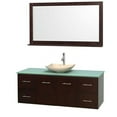 thumbnail image 1 of Centra 60 in. Vanity In Espresso With Glass Vanity Top In Green, Ivory Marble Sink And 58 in. Mirror, 1 of 1