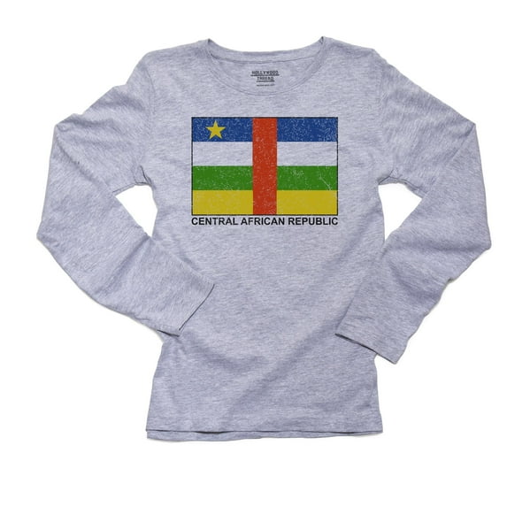 Central African Republic Flag - Special Vintage Edition Women's Long Sleeve Grey T-Shirt