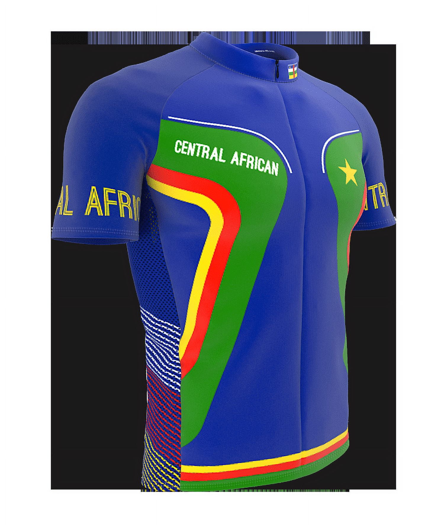 Central African Republic Full Zipper Bike Short Sleeve Cycling Jersey For Men - Size 4XL
