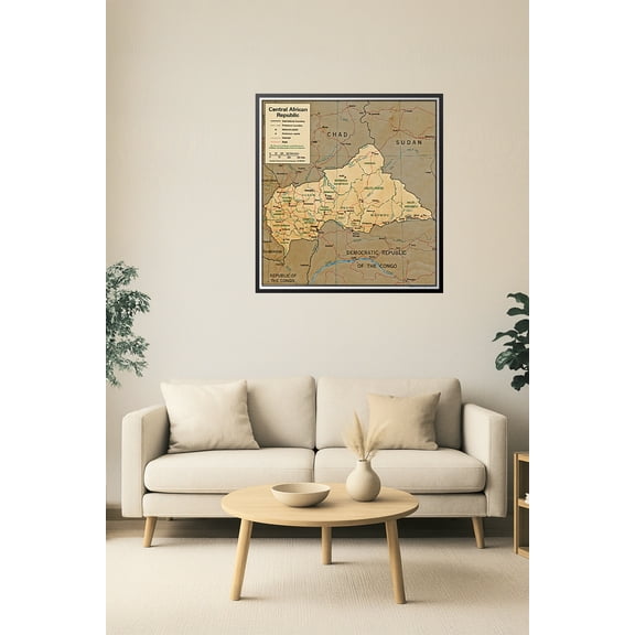 Central African Republic Map Poster – Political & Geographic Borders 【Photo Paper】