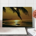 thumbnail image 1 of Central America Cutting Board, Costa Rica Sunset with a Surfer Admiring the Waves Tropical Destination, Decorative Tempered Glass Cutting and Serving Board, in 3 Sizes, by Ambesonne, 1 of 2