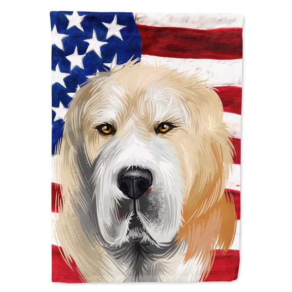 Central Asian Shepherd Dog American Flag Flag Canvas House Size