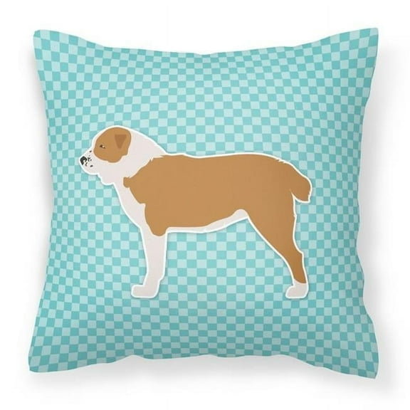 Central Asian Shepherd Dog Checkerboard Blue Fabric Decorative Pillow