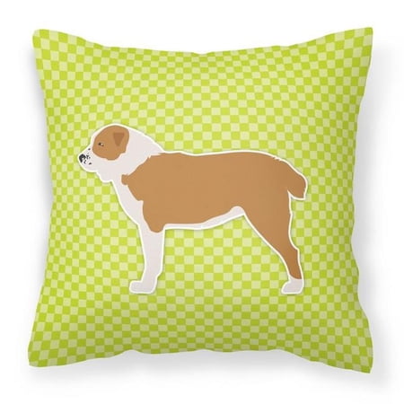 Central Asian Shepherd Dog Checkerboard Green Fabric Decorative Pillow