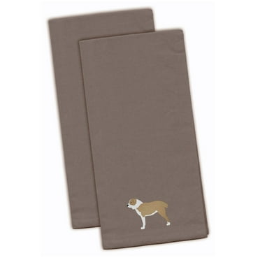 Central Asian Shepherd Dog Gray Embroidered Towel Set of 2