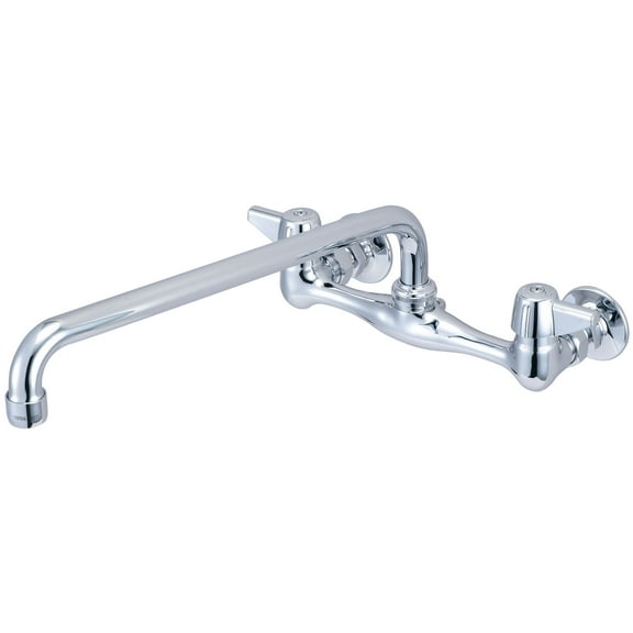 Central Brass 0047-UA4 1.5 GPM Two Handle Wall Mount Kitchen Faucet, Polished Chrome