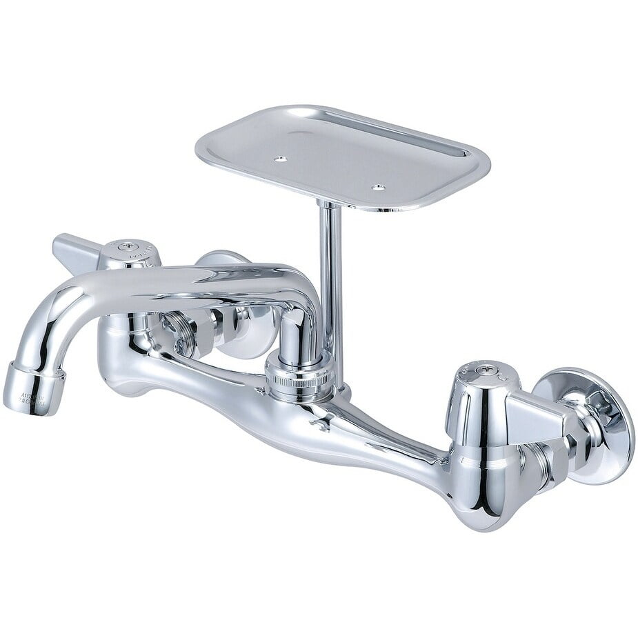 Polished Chrome 10" Wall Mount Kitchen Faucet with Canopy Handles