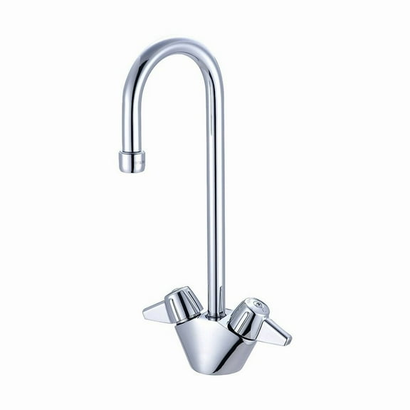 Central Brass  Two Handle Bar Faucet, 3-15/16" Gooseneck Rigid Spout, - Chrome