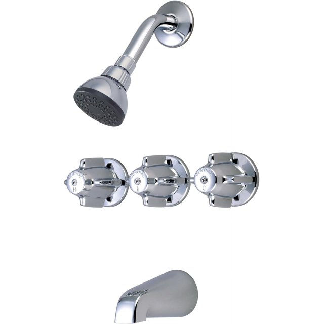 Central Brass 0968Z Three Handle Tub & Shower Set in Chrome