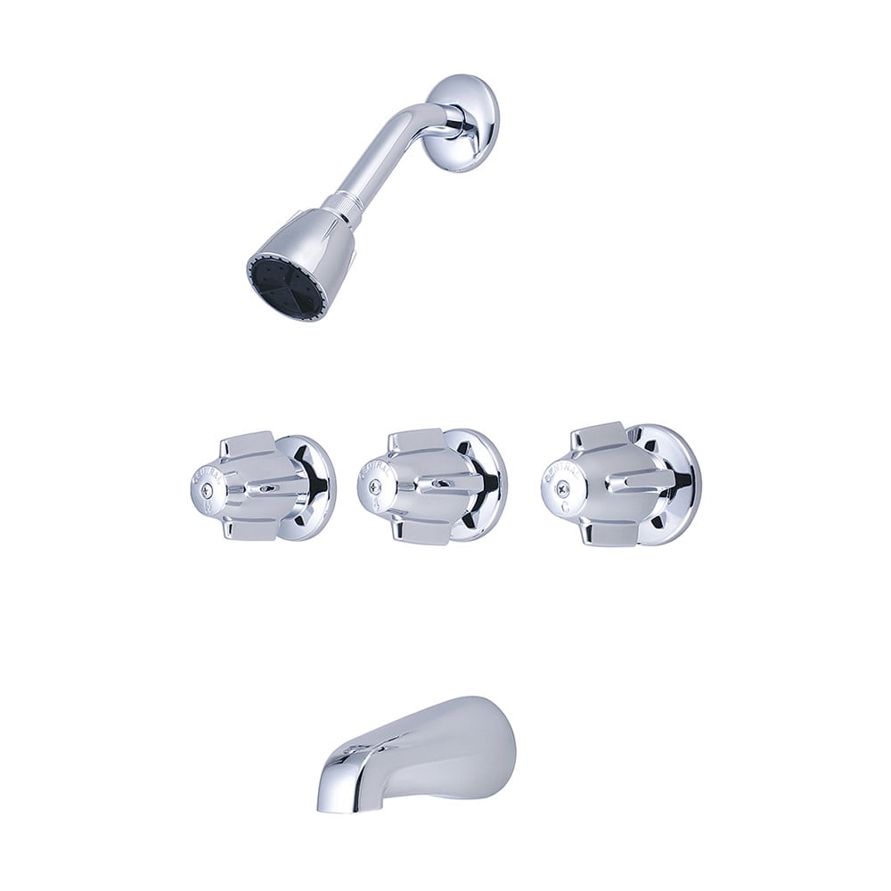 Jet Rain Chrome 2" Round Wall Mounted Shower Head with Triple Knob