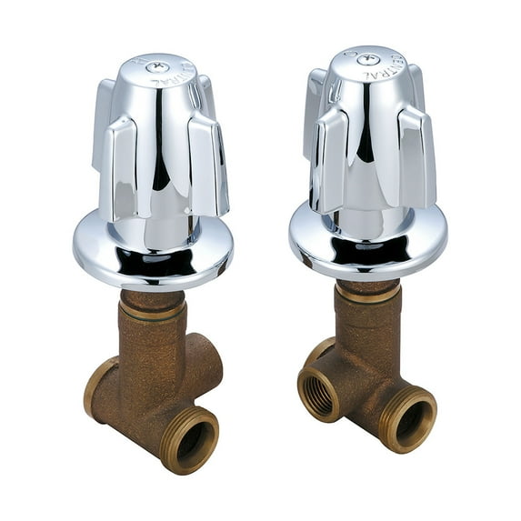 Central Brass 1240 Cast: Brass Shower Corner Valve: Polished Chrome (Pair)