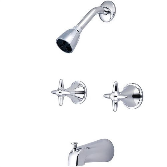 Central Brass 80897-C3 Two Cross Handle Tub & Shower Set - Polished Chrome