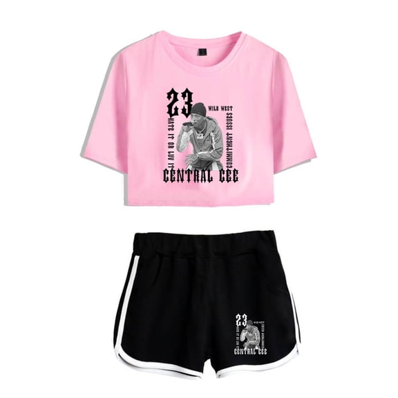 Central Cee 23 Tshirt&Shorts 2 Piece Sets Wild West Album Tops&Trousers 2 Piece Suit