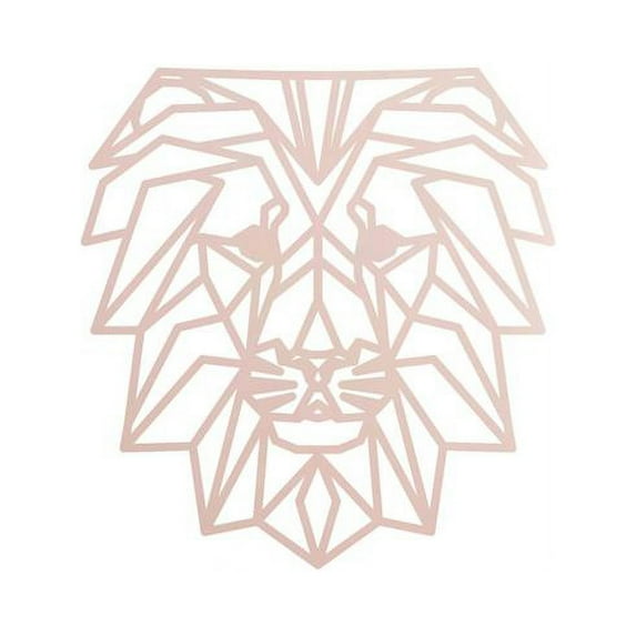 Central Coast Designs GEOLION-18RGLD 18 x 18 in. Geometric Lion Design Laser Cut Steel Wall Art, Rose Gold