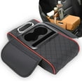 thumbnail image 1 of Central Console Organizer, Multifunctional PU Leather Car Armrest Box Mat with 5-in-1 Design, Center Console Cover with 2 Cup Holders for Storing Tissues and Drinks for Most Cars, 1 of 9
