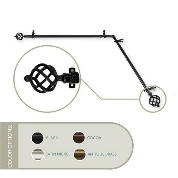 Central Design 4874-482-CORNER 0.8125 in. Giles Corner Window Curtain Rod with 48 to 84 in. Extension, Black