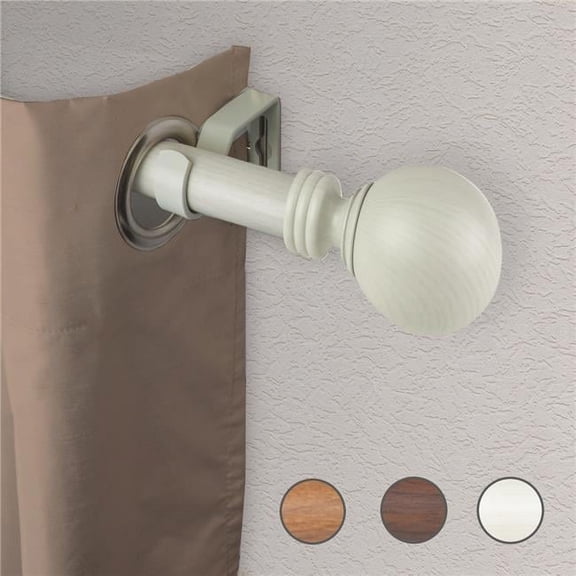 Central Design W100-01-99W1 1 in. Chloe Faux Wood Curtain Rod with 120 to 170 in. Extension, Pearl White
