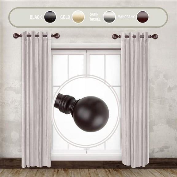 Central Design SIDE100-01-6 1 in. Globus Side Curtain Rod Set for 12 to 20 in. Winodws, Mahogany - Set of 2