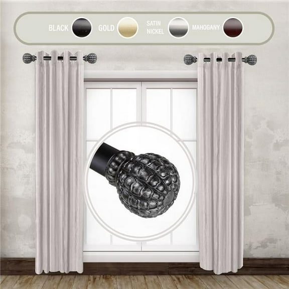 Central Design  1 in. Velia Side Curtain Rod Set for 12 to 20 in. Winodws, Black - Set of 2