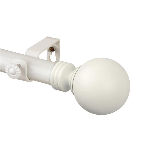 Central Design 100-01-661 1 in. Globus Curtain Rod, White - 66-120 in.