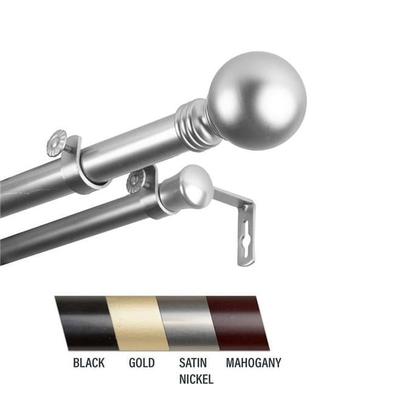 Central Design 100-01-665-D Globus 1 in. Double Curtain Rod, 66-120 in. - Satin Nickel